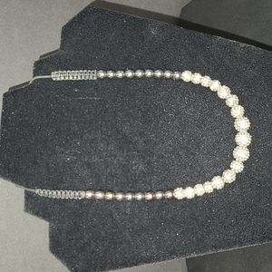 Hematite and Rhinestone Slide Necklace